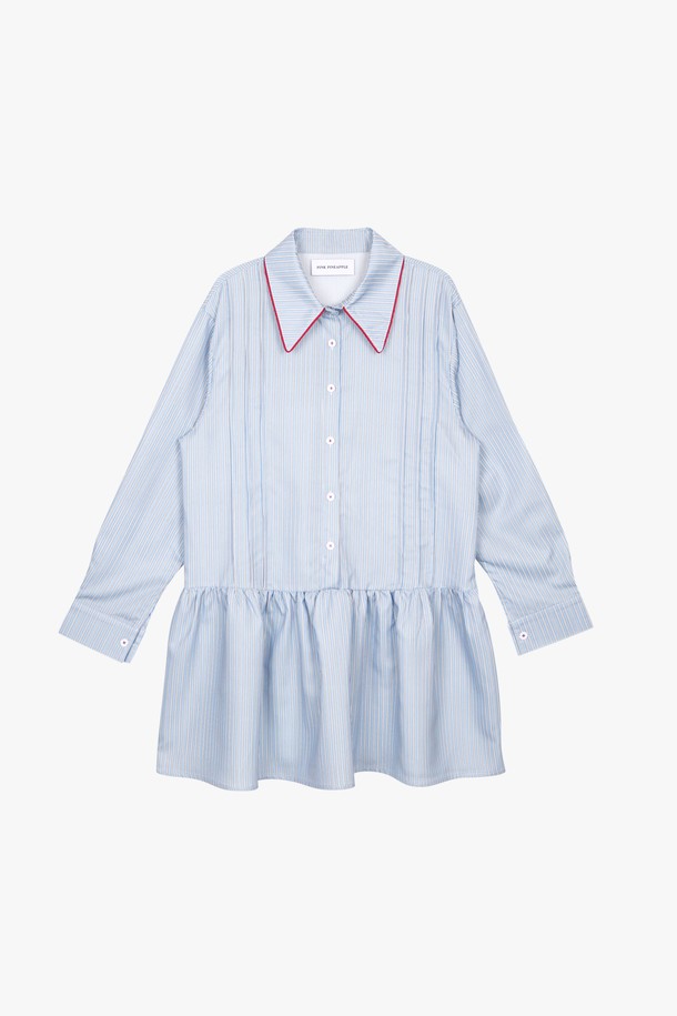 PINKPINEAPPLE - 민소매 원피스 - PINE LINE SHIRT DRESS_SKY BLUE