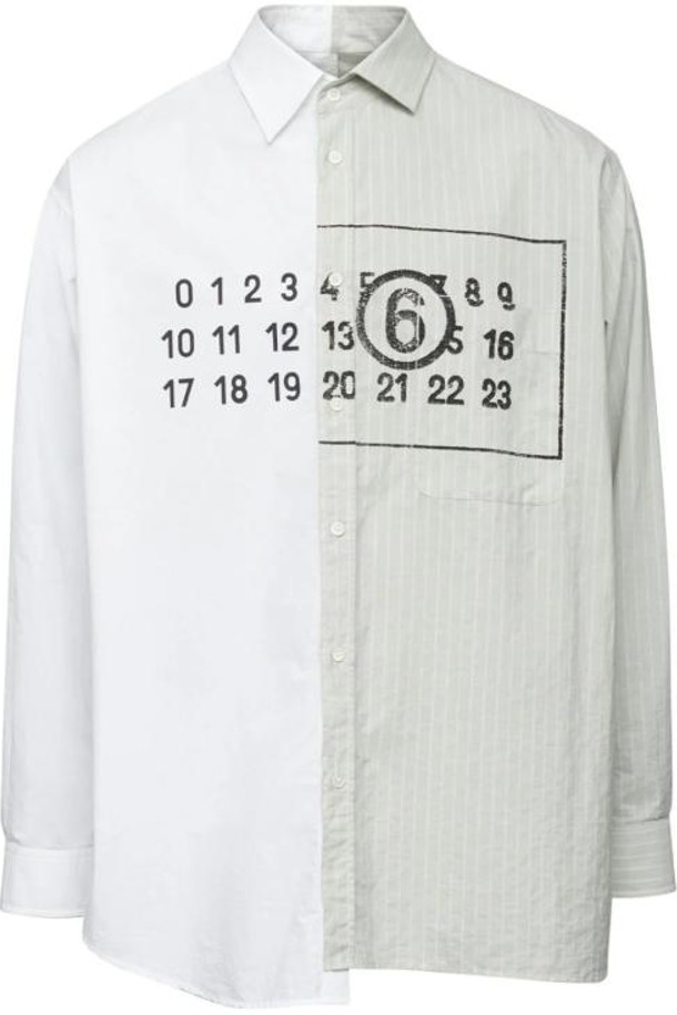 MM6 Maison Margiela - 긴팔셔츠 - 24FW MM6 메종마르지엘라 긴팔 셔츠 SH0DT0016MTN014 961 WHITE IGUANA