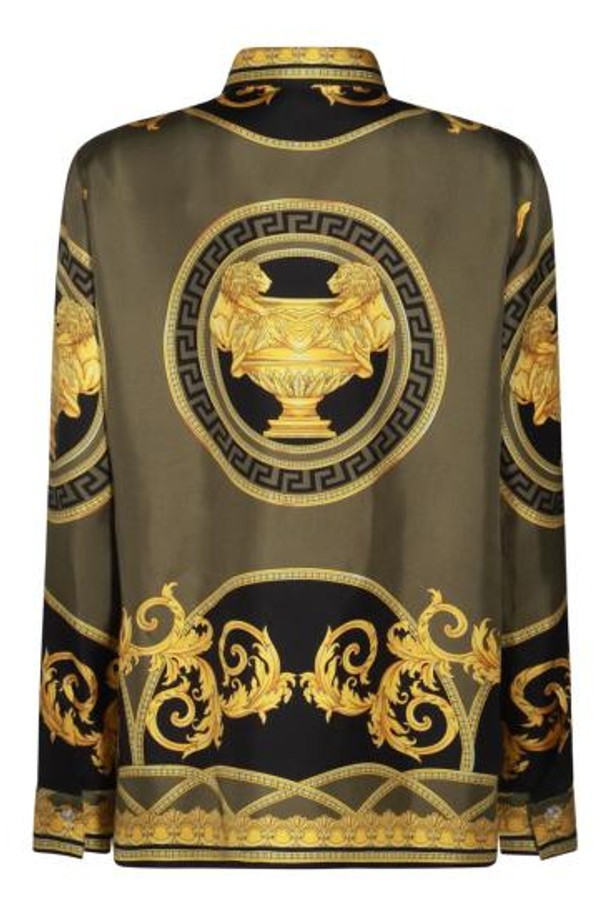 VERSACE - 셔츠 - 24FW 베르사체 셔츠 10013601A115285BC60 BLACK DARK OLIVE GOLD