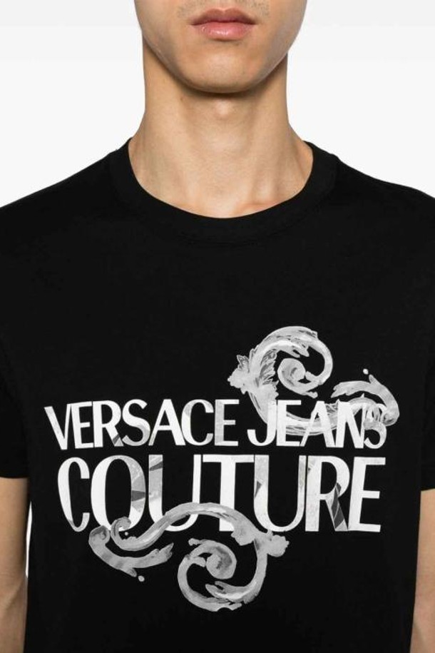 VERSACE - 반팔티셔츠 - 24FW 베르사체 반팔 티셔츠 76GAHG00CJ00G899 Black