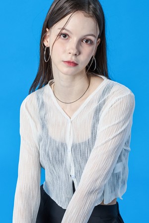 자외선 차단 시스루 쿨링 여름 브이넥 에어리 가디건 [아이보리] KGL.