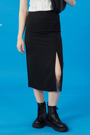 WOMEN 쿨링 냉장고 슬림 세미 트임 롱스커트 [BLACK] 롱치마 ver.