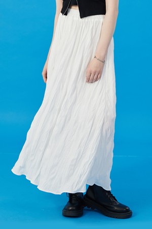 WOMEN 쿨링 냉장고 마몽 주름 플레어 롱스커트 [WHITE] 롱치마 ver.