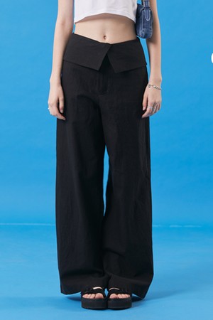 여름 린넨 하이웨스트 와이드 슬랙스 팬츠 [블랙]