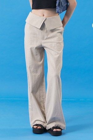 여름 린넨 하이웨스트 와이드 슬랙스 팬츠 [오트밀]