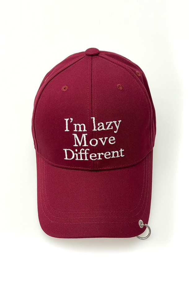 KOLEAT - 모자 - (남녀공용) 레이어드 아일렛 볼캡 레터링 자수 캡모자 [와인]