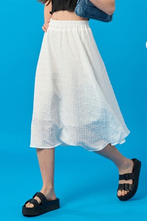 WOMEN 여름 플레어 마몽 주름 미디 롱치마 [WHITE] 롱스커트 ver.