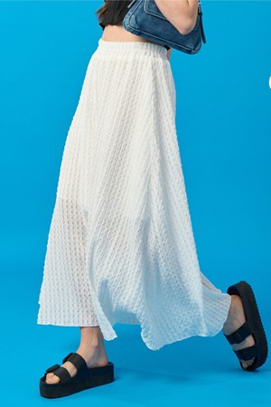 WOMEN 여름 플레어 주름 레이스 롱스커트 [WHITE] 롱치마 ver.