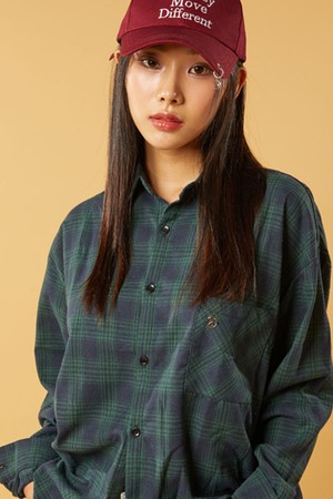 [기모] 오버핏 안나 가을 겨울 체크 셔츠 [GREEN] KCL.