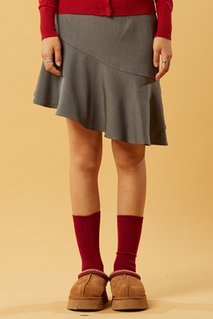 플레어 언발란스 미니스커트 [GRAY]