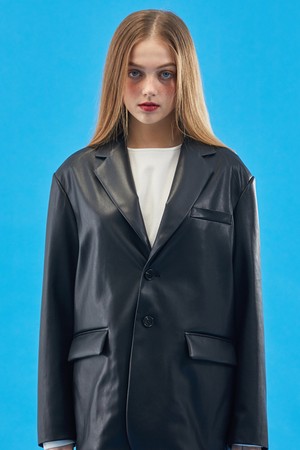 WOMEN 오버핏 마일드레더 블레이저 자켓