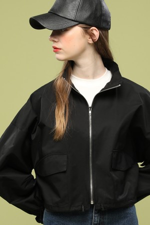 women 크롭 오버핏 숏 야상 점퍼 자켓 [BLACK]
