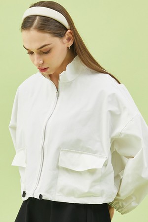 WOMEN 크롭 오버핏 숏 야상 점퍼 자켓 [WHITE]