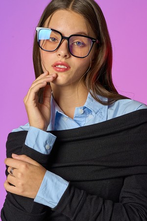 빈티지 니트 오프숄더 레이어드 이너 긴팔티 [블랙]