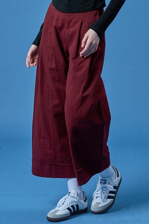 와이드 매니쉬 핀턱 스티치 코튼 팬츠 [RED] KCL.