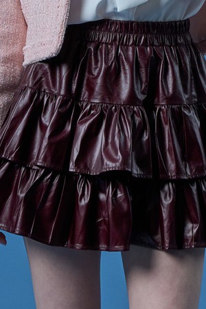 라이트 에어리 레더 캉캉 미니스커트 [RED] KCL.