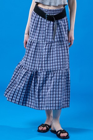릴리 에어리 쿨링 마몽 체크 롱스커트 [BLUE] KCL.