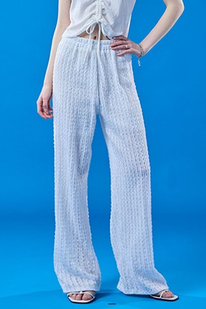 자외선 차단 쿨링 마몽 자가드 밴딩 슬랙스 여름바지 [WHITE]