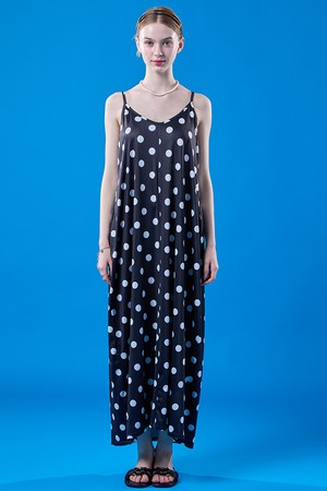 레이어드 브이넥 도트 맥시 여름 나시원피스 [BLACK] KCL.