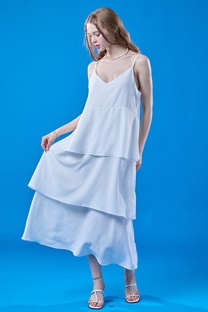 쿨링 냉장고 캉캉 쉬폰 맥시 롱 나시원피스 [WHITE]