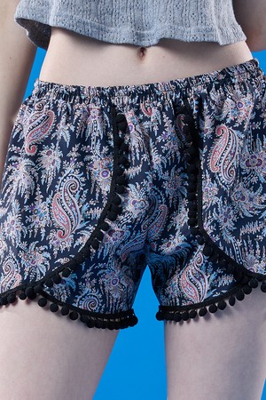 휴양지 보헤미안 플레어 멀티 수영 반바지 [NAVY]