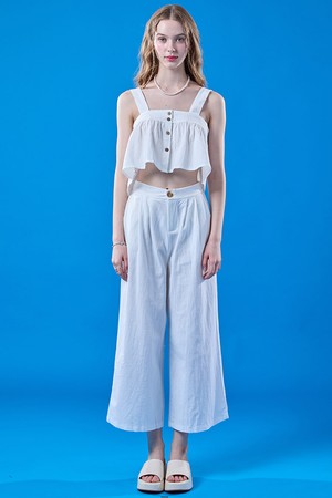 [셋업ver.] 여름 크롭 나시 와이드팬츠 세트 [화이트] KCL.