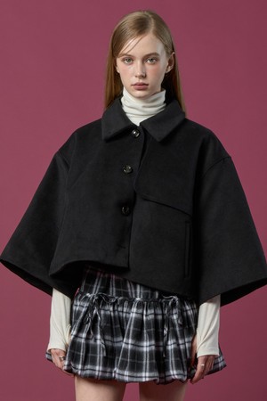 겨울 누빔 오버핏 도톰 케이프 망토 코트 [BLACK]