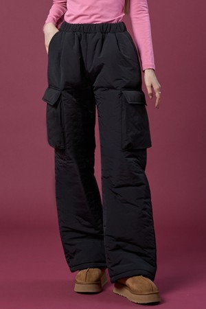 패딩 방한 보온 도톰 누빔 입체카고 슬랙스 팬츠 [블랙] 겨울바지 ver.