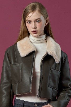 폭스 카라 플리스 라이트 무스탕 자켓 [Brown] 비건 퍼 ver.