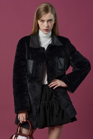 리버시블 밍크 방한 롱무스탕 자켓 [All_Black] 벨트탈부착 FR ver.