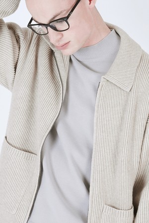 Heavy Knit Two-way Zip up (Beige)