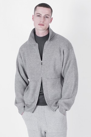 Heavy Knit Two-way Zip up (Gray)