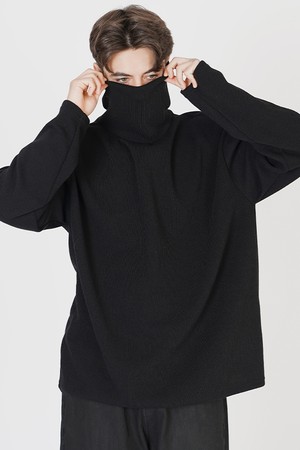 Wide Pola Neck Knit (Black)