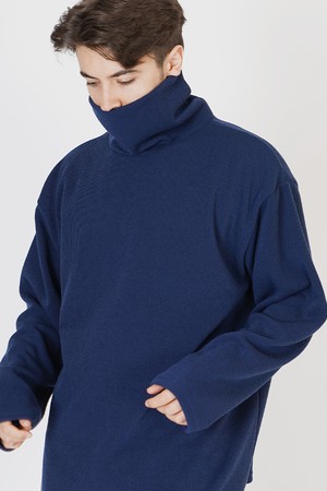 Wide Pola Neck Knit (Blue)