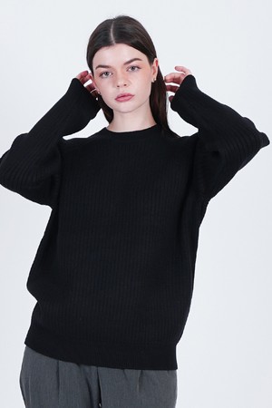 Hazzy Ribbed Raglan Knit (Black)