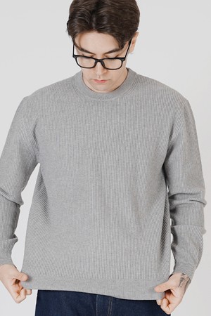 Soft Hazzy Wool Round Knit (Gray)