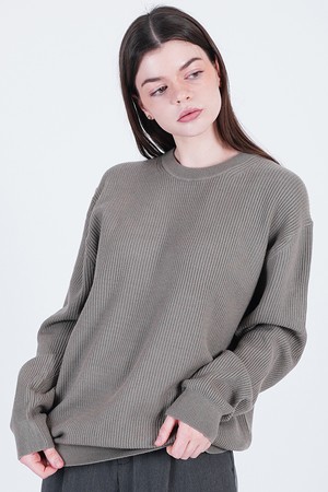 Soft Hazzy Wool Round Knit (Khaki)