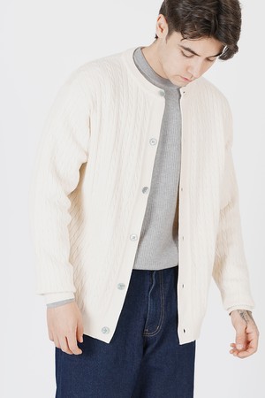 Silket Cable Round-neck Cardigan (Ivory)