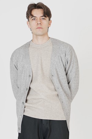 Silket Cable Y-neck Cardigan (Gray)