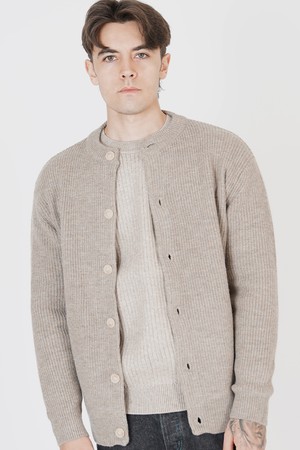 Hazzy Wool Round-neck Cardigan (Beige)