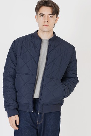 Quilting Zip-up Down Jumper (Navy)