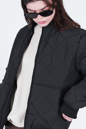 Quilting Zip-up Down Jumper (Black)