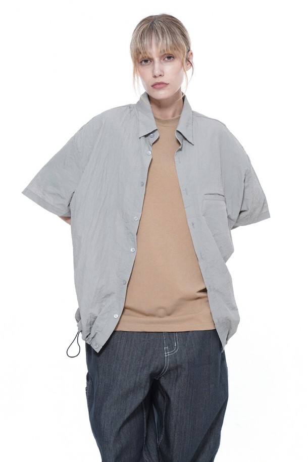 CHANCE'S NOI - 반팔셔츠 - Searsucker String Half Shirt - Light Gray