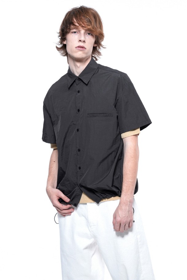 CHANCE'S NOI - 반팔셔츠 - Searsucker String Half Shirt - Charcoal