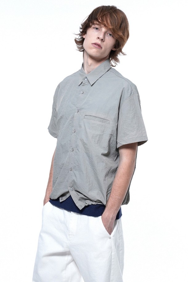 CHANCE'S NOI - 반팔셔츠 - Searsucker String Half Shirt - Light Gray