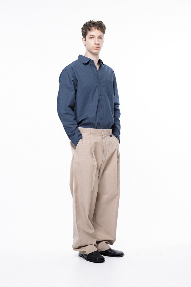 CHANCE'S NOI - 캐주얼팬츠 - Corduroy One-tuck Wide Pants - Beige /M243PT01BE