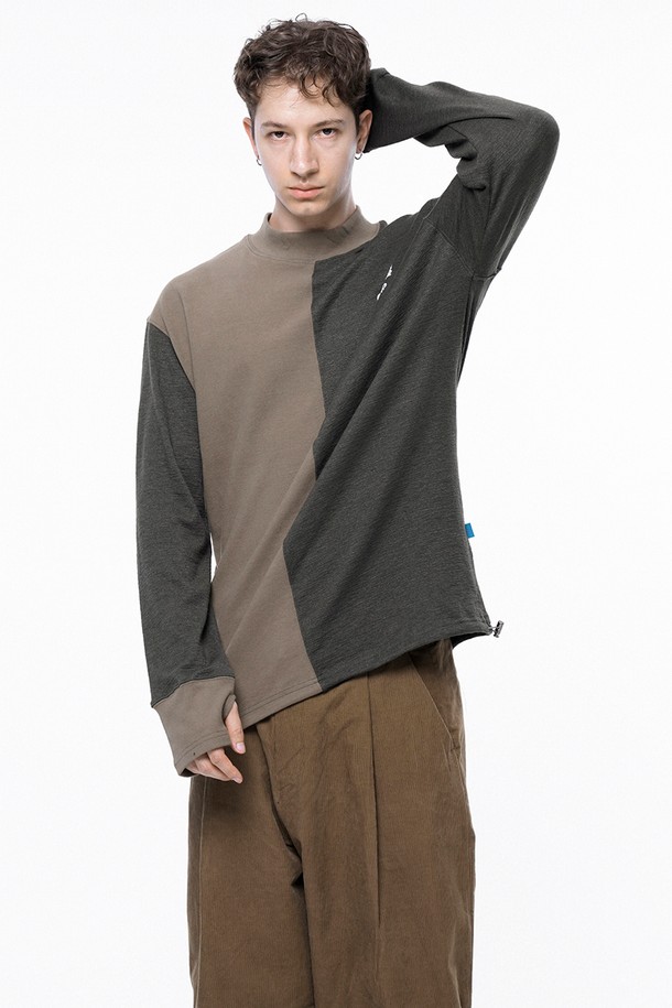 CHANCE'S NOI - 스웨트셔츠 - Circle Reverse Wool Hlaf-neck Sweat - Khaki Beige /M243MT04KA