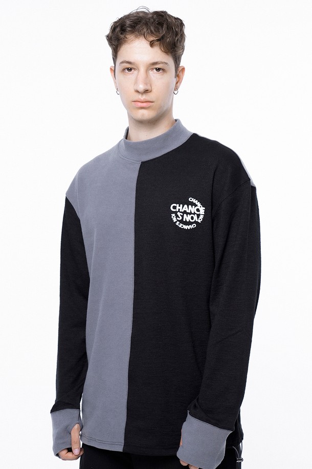 CHANCE'S NOI - 스웨트셔츠 - Circle Reverse Wool Hlaf-neck Sweat - Black Gray /M243MT04BK