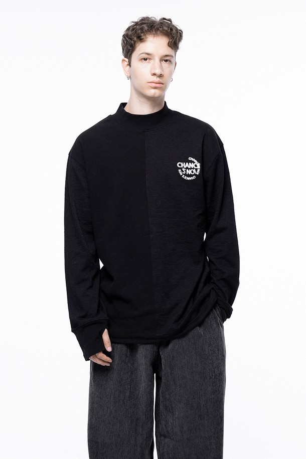 CHANCE'S NOI - 스웨트셔츠 - Circle Reverse Slev Hlaf-neck Sweat - Black /M243MT03BK