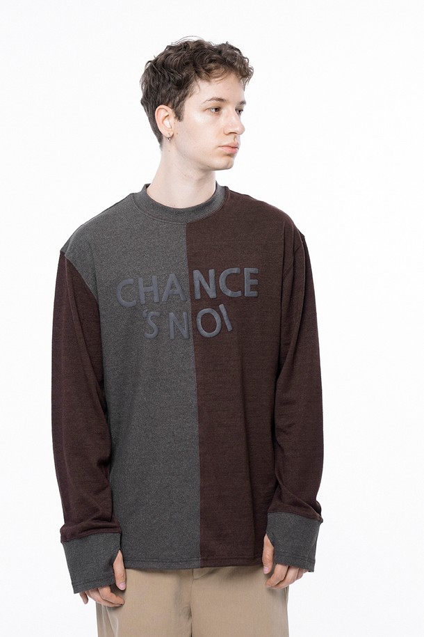 CHANCE'S NOI - 스웨트셔츠 - S`noi Reverse Rib Crew Neck Sweat - Brown Charcoal /M243MT02BR